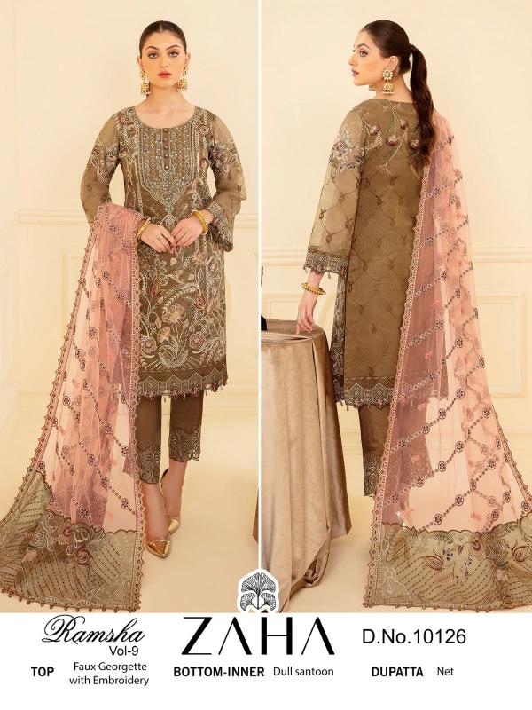 Zaha Ramsha Vol 9 New Georgette Designer Pakistani Suit Collection